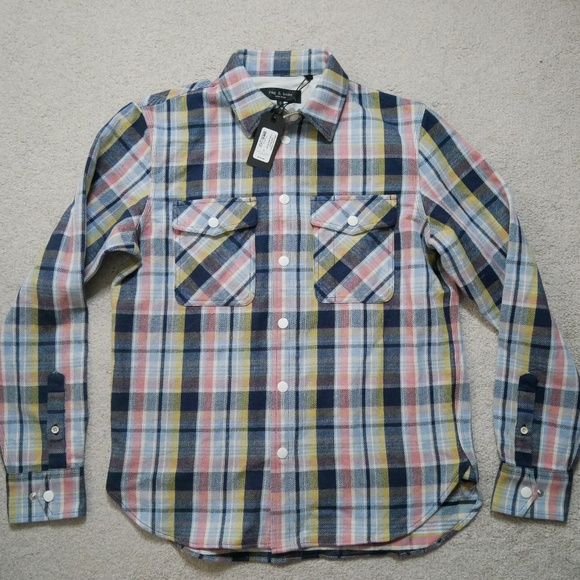 NWT rag & bone pink multi plaid Jack shirt Small - Picture 1 of 7